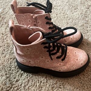 Girls floral combat boots
